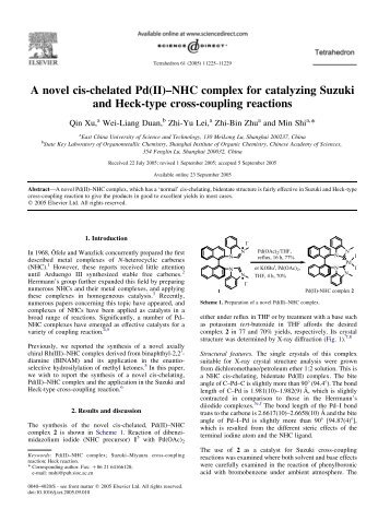 A novel cis-chelated Pd(II)–NHC complex for catalyzing Suzuki and ...