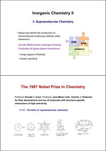 Inorganic Chemistry II Inorganic Chemistry II The 1987 Nobel Prize ...