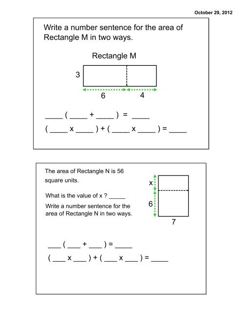 practice on distributive property using area model