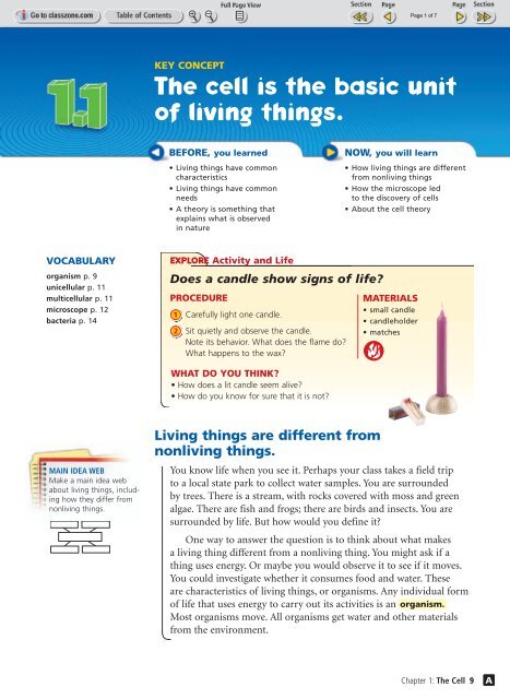 The cell is the basic unit of living things. - Durant Road Middle School