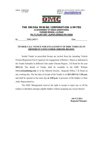 THE ORISSA MINING CORPORATION LIMITED