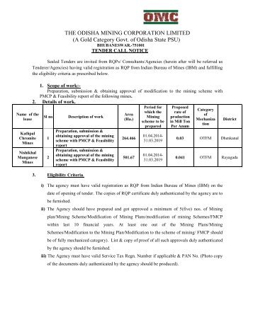 A Gold Category Govt. of Odisha State PSU - Orissa Mining ...