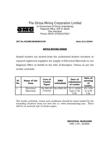 The Orissa Mining Corporation Limited