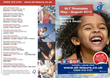 View the latest main timetable - Sandwell Leisure Trust