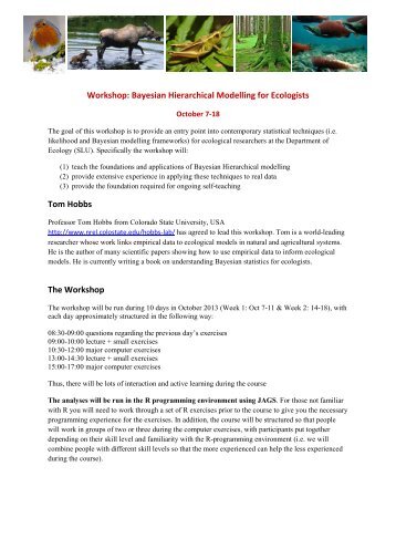 Workshop: Bayesian Hierarchical Modelling for Ecologists Tom ...