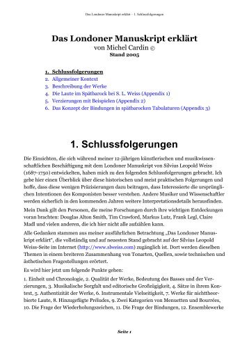 1. Schlussfolgerungen - Silvius Leopold Weiss