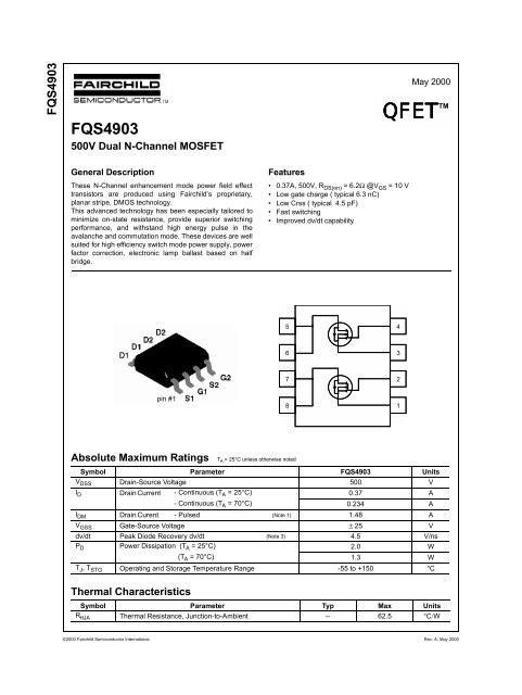Mosfet N-Ch/500V/9A/ Qfet C-Series 