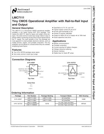 LMC7111 Tiny CMOS Operational Amplifier with Rail-to-Rail Input ...
