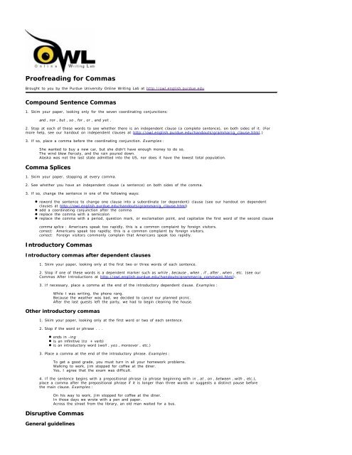 Netscape: OWL at Purdue University: Proofreading for Commas ...