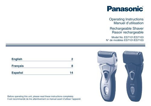 Operating Instructions Manuel d'utilisation Rechargeable Shaver ...