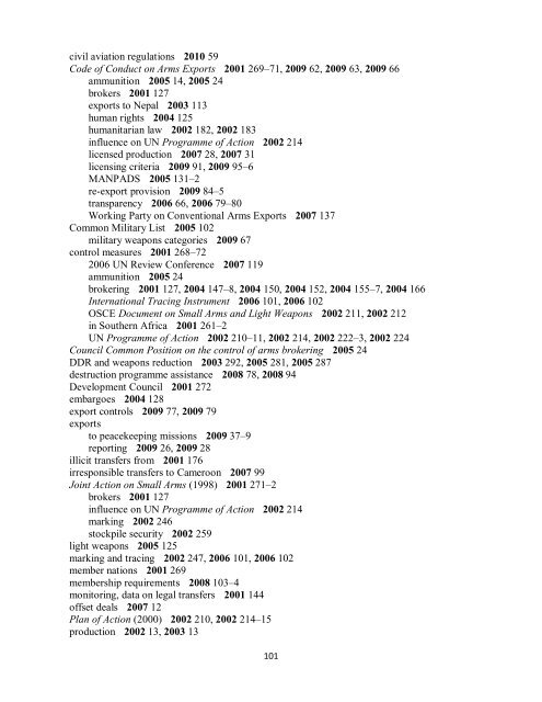 Small Arms Survey Cumulative Index 2001-2010