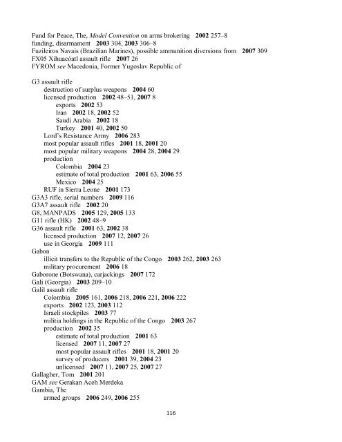 Small Arms Survey Cumulative Index 2001-2010