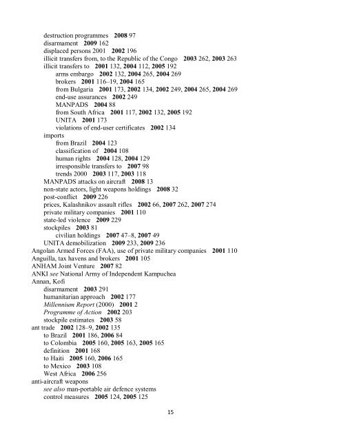 Small Arms Survey Cumulative Index 2001-2010