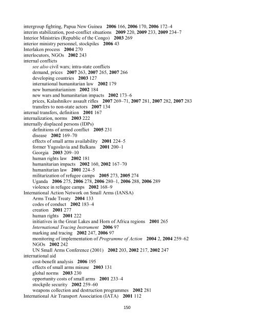 Small Arms Survey Cumulative Index 2001-2010