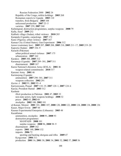 Small Arms Survey Cumulative Index 2001-2010