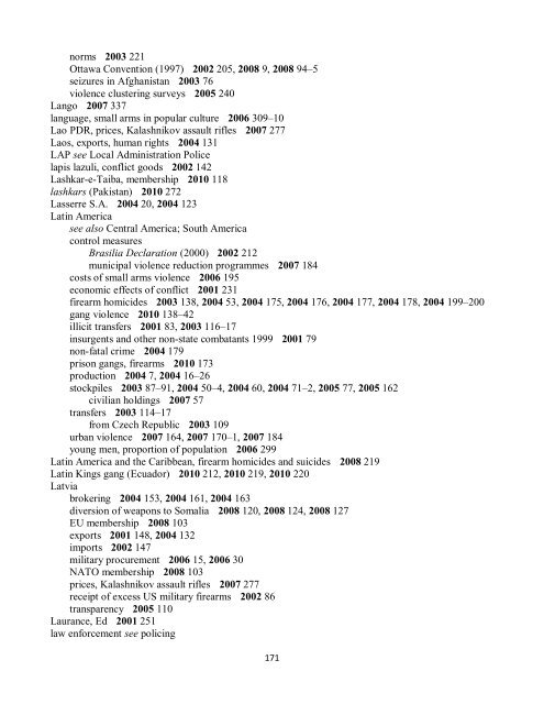 Small Arms Survey Cumulative Index 2001-2010