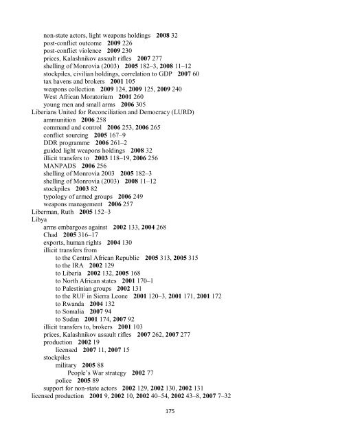 Small Arms Survey Cumulative Index 2001-2010