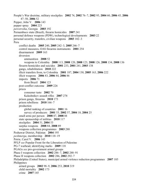 Small Arms Survey Cumulative Index 2001-2010