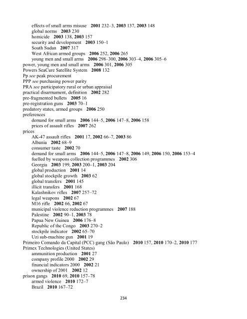 Small Arms Survey Cumulative Index 2001-2010