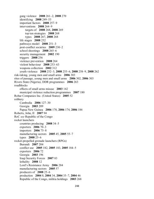 Small Arms Survey Cumulative Index 2001-2010