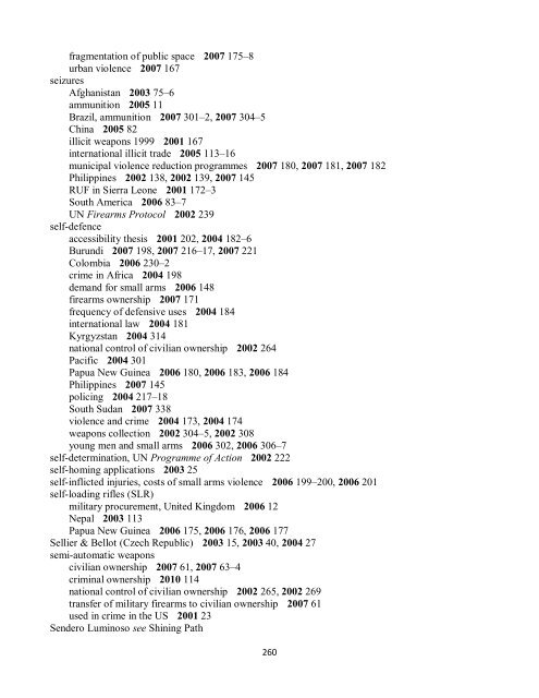 Small Arms Survey Cumulative Index 2001-2010