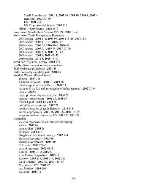 Small Arms Survey Cumulative Index 2001-2010