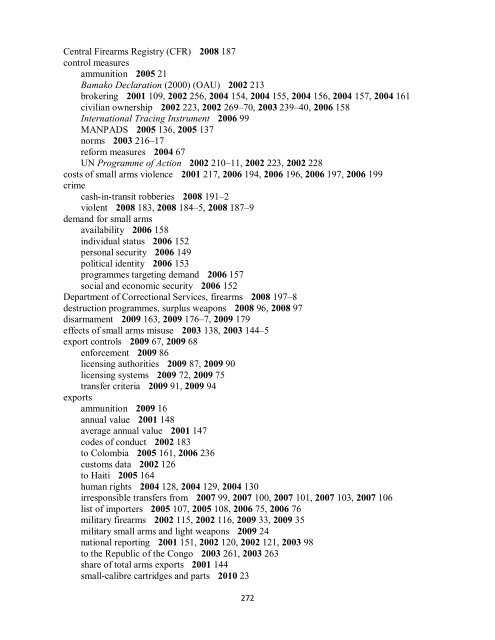 Small Arms Survey Cumulative Index 2001-2010