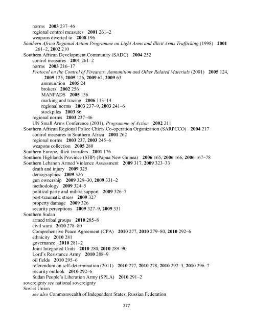 Small Arms Survey Cumulative Index 2001-2010