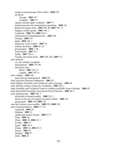 Small Arms Survey Cumulative Index 2001-2010