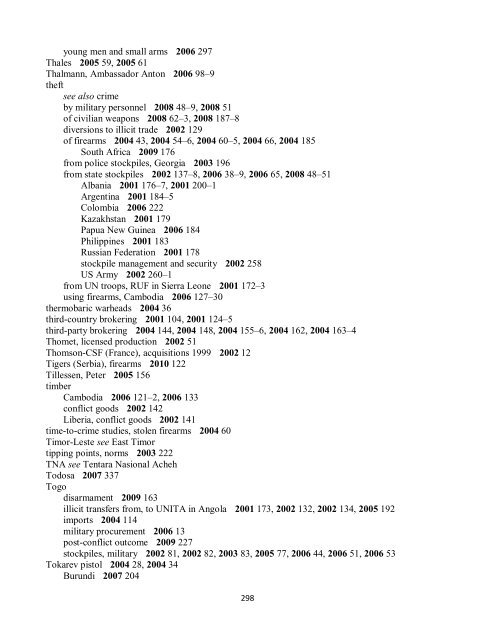 Small Arms Survey Cumulative Index 2001-2010