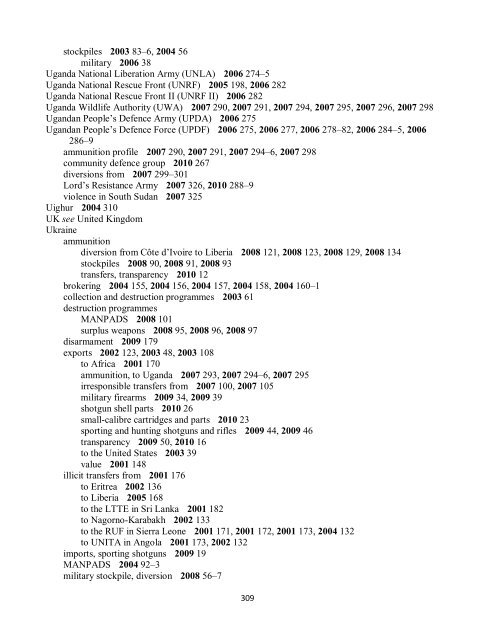 Small Arms Survey Cumulative Index 2001-2010