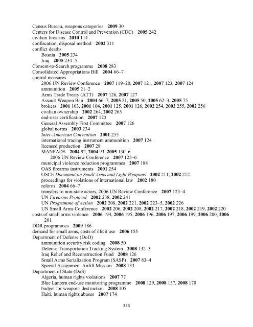 Small Arms Survey Cumulative Index 2001-2010