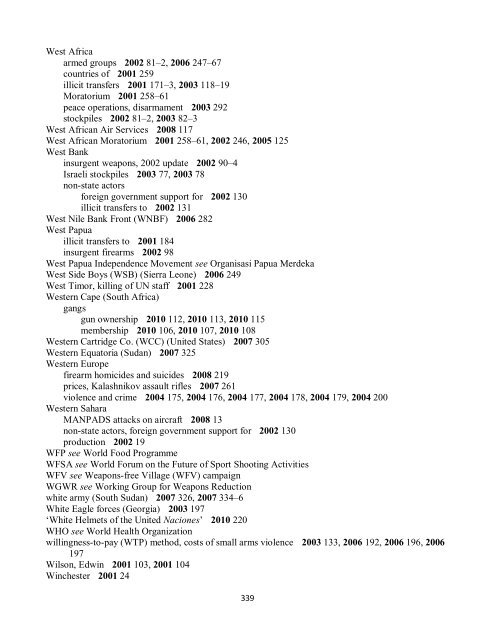 Small Arms Survey Cumulative Index 2001-2010