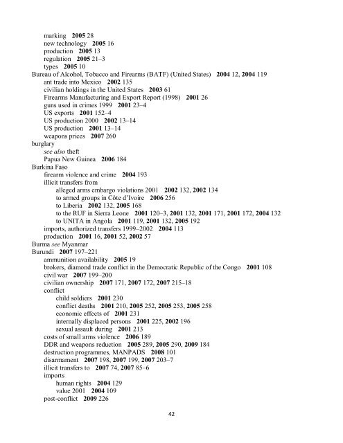 Small Arms Survey Cumulative Index 2001-2010