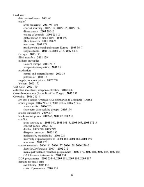 Small Arms Survey Cumulative Index 2001-2010