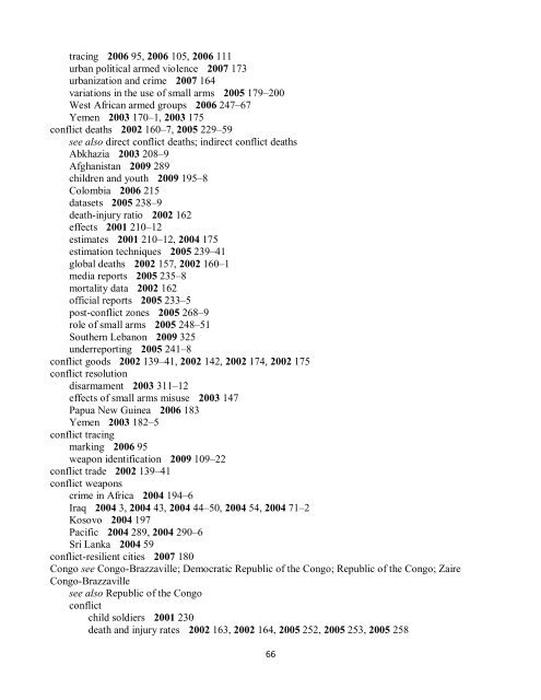 Small Arms Survey Cumulative Index 2001-2010