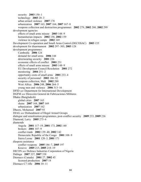 Small Arms Survey Cumulative Index 2001-2010