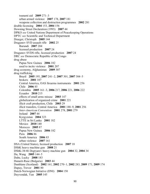 Small Arms Survey Cumulative Index 2001-2010