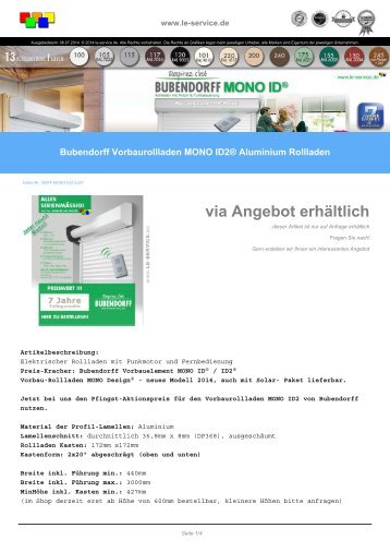 Vorbaurollladen MONO ID2 Fabrikat Bubendorff