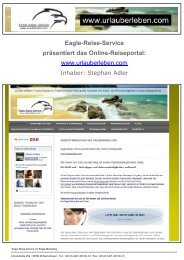 Eagle-Reise-Service präsentiert das Online-Reiseportal: www.urlauberleben.com