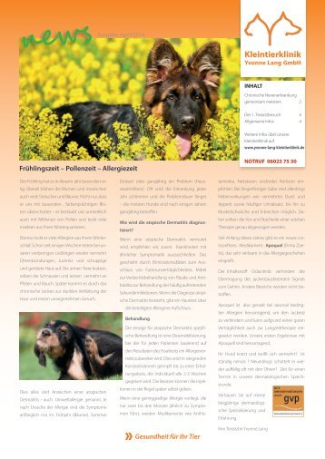 Tierklinik Yvonne Lang - News-Magazin April 2014