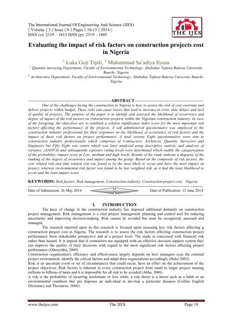 Evaluating the impact of risk factors on construction projects cost in ...