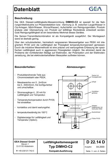 Leitfähigkeitsmessgerät Typ DIMHO-C2 - GEA Diessel