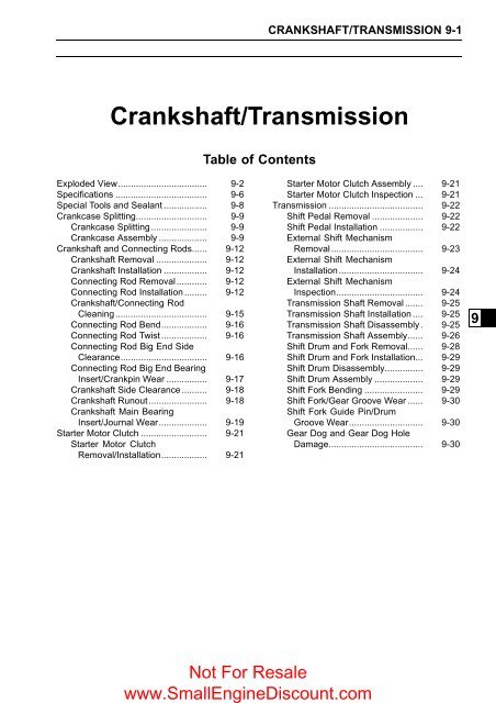 Kawasaki Z1000 - ZR1000 2003-04 Service Manual - Small Engine ...