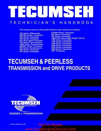 Tecumseh Peerless Handbook - Small Engine Discount