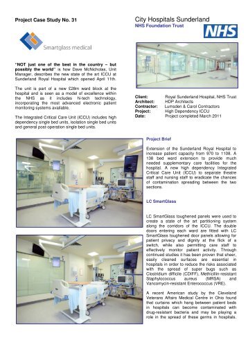 Sunderland Hospital ICCU - SmartGlass International