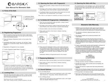 User Manual for Biometric Safe - Amazon S3