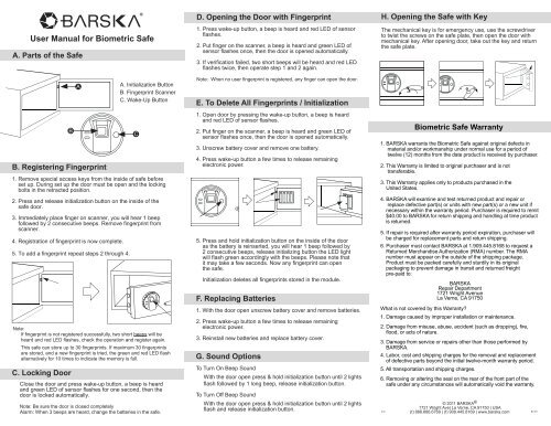 User Manual for Biometric Safe - Amazon S3