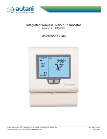 T32P Thermostat Installation Guide - Autani Corporation
