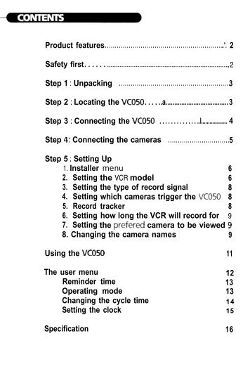 7603VC - Multiple Camera/VCR Controller Manual - Smarthome
